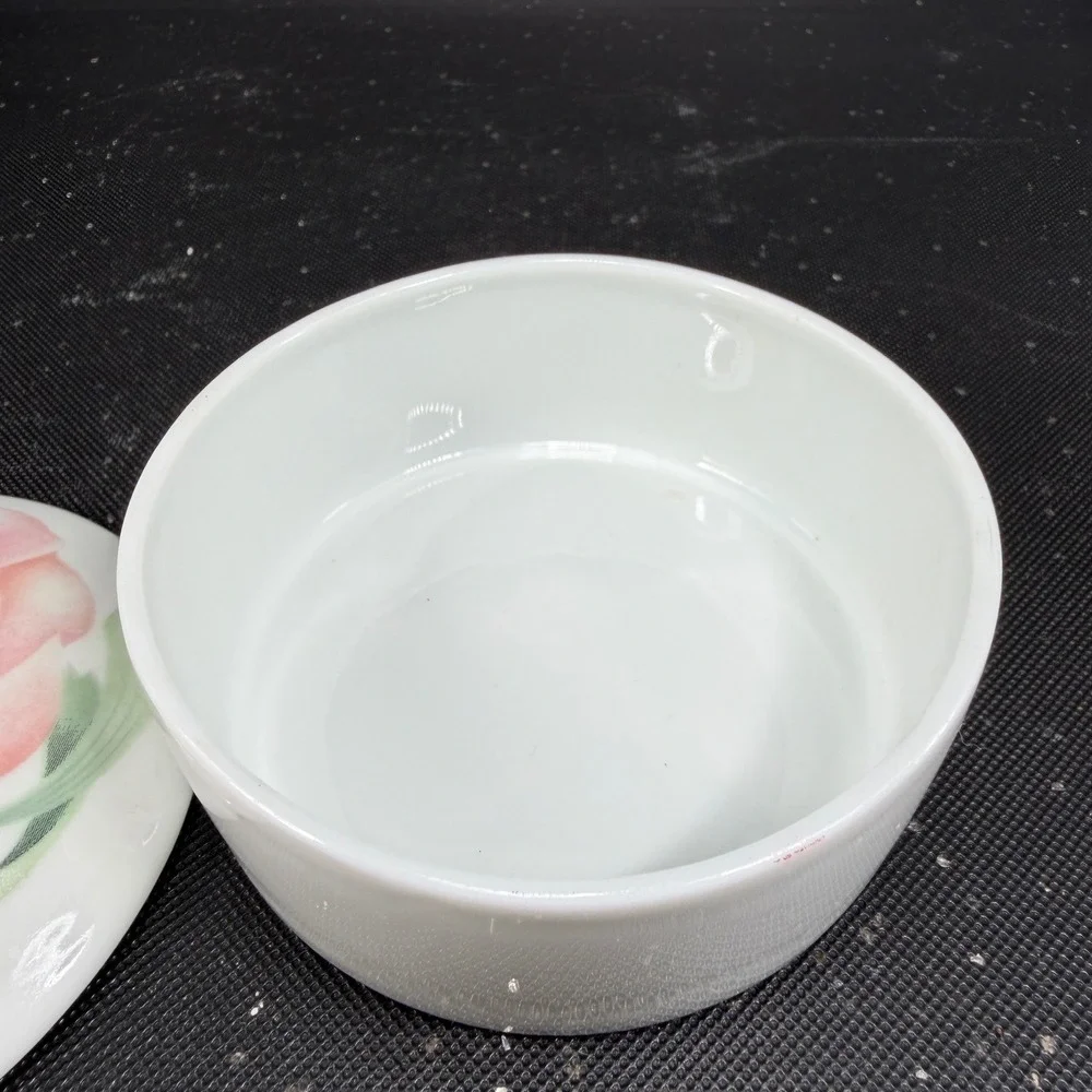Limoges France Anais Anais Porcelain Trinket Box Pink Floral MNP Vanity Jar‎ 3in